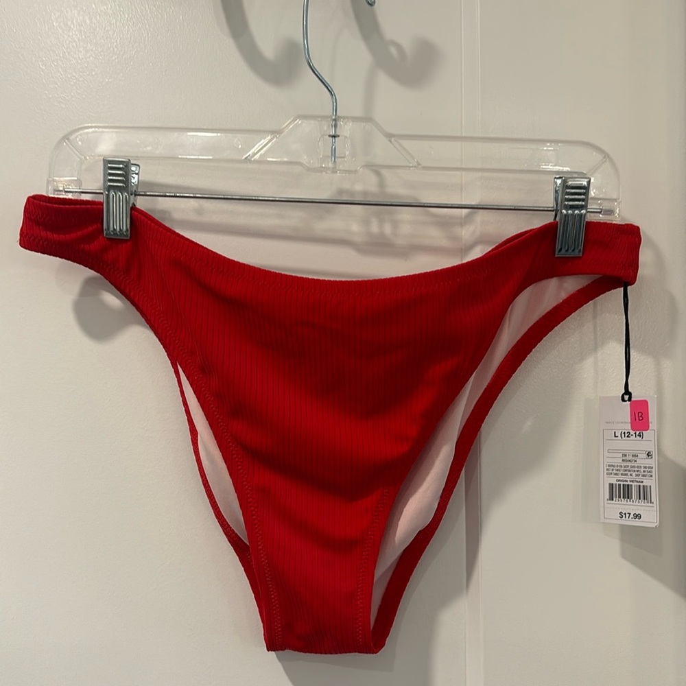 Women’s Shade & Shore Red Bikini Swimsuit Bottom Size Large (NWT)